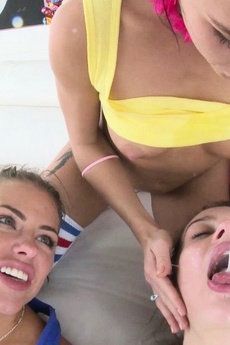 Adriana, Megan And Lana Get A Slather Drenched Throat Fucking