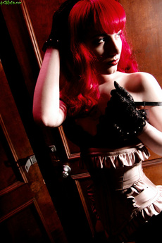 Redhead Bettie Page Corset Lace Gloves Garters