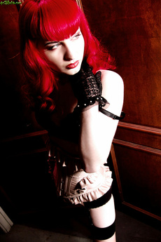 Redhead Bettie Page Corset Lace Gloves Garters