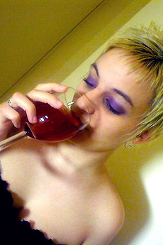 Blonde Teen Gets Naked With Wine And Spreads