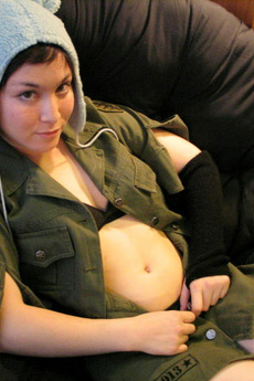 Adorable Teen Strips Off Army Shirt And Shows Puss